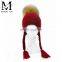 Kids Cute Pigtail Raccoon Fur Pompom Cap Warm Winter Hat Children Beanie Hat