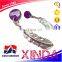 Chinese manufacturer custom metal feather shape stereo key chain/logo hang