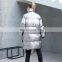 TWOTWINSTYLE Ribbons Down Jacket For Women Winter Stand Collar Long Sleeve Zipper Irregular