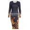 Flame Print Long Sleeved Woman Dress Robe Femme Dresses Flame Casual Dresses Women