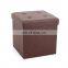 RTS PVC Leather Storage And Seat Folding Cube With Buttons For Living Room