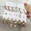 Hot sell fashion geometric circle star moon heart alloy stud earrings suit for girls and women