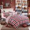 Best selling bright color bed cover quilt red plaid print new bedroom set 100%cotton kids duvet cover set