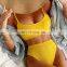 New solid color spiral pit strip U-shaped high waist bikini sexy swimsuit swimsuit women
