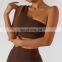 One Shoulder Sexy Workout Sports Bras Wholesale Recyclable High Impact Yoga Crop Tops
