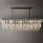 Hengzhi Custom Vintage K9 Glass Brass Pendant Light Luxury Lobby Lamp MARIGNAN RECTANGULAR CHANDELIER for Hotel Villa