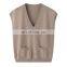 Wholesale Luxury Women's Knitted Plain Vest Solid V-Neck Collar Cashmere Waistcoat Elegant Luxury Collection