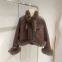 Fox fur grass jacket women's short motorcycle goose down inner lining down jacket