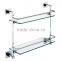 Chrome Brass Wall Hanging Double T Bathroom Glass Shelf 93612