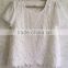 White cotton lace chiffon t-shirt short sleeve flower stitching sweet lady t-shirt