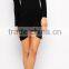 Spring/Autumn Ladies Black Long Sleeve Knitted Small Short Casual Dress