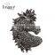 Wholesale Jewelry gun black and golden alloy Boar shape rhinestone brooch jewelry