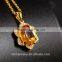 hot 925 silver 18K gold plated inlay blue topaz yellow citrine precious natural gemstone pendant necklace turkish silver jewelry