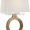 11.22-5 an open sphere ring design in a warm Brass Ring Table Lamp a rectangular lamp shade