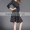 laest EU dress design deep color one piece long sleeve lattice bubble skirt dress ladies