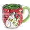 Ceramic Red and Green Embossed Snowman Coffee Mug