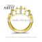 Arch Bridge Ring 10K Yellow Gold Micro Pave Setting Simple Wedding Ring Lady's Fashion Jewelry Ring
