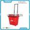 31L Supermarket Rolling Plastic Shopping Basket With Wheels