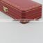 Elegant Marsala leather jewelry box with buckle lock and exquisite gold embroider