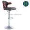 Bent plywood seat bar stool,chromed gas lift and base, height adjustable bar stool HY2022H