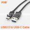 Metal Aluminium Reversible USB 3.1 type C male to USB 3.0 A male data cable for New Macbook