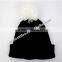 new product china manufacturer OEM CUSTOM LOGO winter fur pompons women fashion acrylic beanie hat and cap