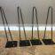 Black powder coated 28 inch 2 rod iron metal hairpin wood table leg