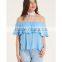 Women Off Shoulder Tops Flounce Top Blouses for Women Custom Made Clothing Cheap Wholesale Off The Shoulder Design Tops