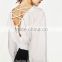 2017 summer white back vent lace-up short tank top with long sleeve