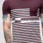 High Quality Custom OEM Short Sleeve Crew Neck Stripe men's 100% Cotton 180gsm Chest Pocket Casual Blank T-Shirt