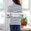 wholesale small to xlarge ladies trendy cotton long sleeve striped t-shirts