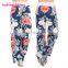 New Style High Quality Wide Leg Pants Women Black Print Floral Harem Pants