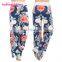 New Style High Quality Wide Leg Pants Women Black Print Floral Harem Pants