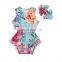 Flower Print Kids Jumpsuit Baby Girl Pom Pom Romper