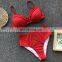 2019 new high waist swimsuit 1969 solid color pleated hard bag sexy split swimsuit ladies two-piece swimsuit red S-L