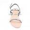 Wholesale asian style low heel ladies ankle strap sandals with golden metal decoration