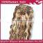 100% Human hair extension mixed colored brown/blonde body wave blonde clip ons