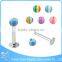 Professional factory medical steel free sample cute acrylic ball colored lip rings