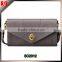 2016 gray color casual leather flap with hardware closure lady clutch bag
