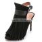 Rubber Shoes Sole Material. Copy Suede Nice Tassel Shoes Ladies Fashionable High Heeled Sandals
