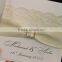Hot sale beautiful white lace wedding invitations with ivory ribbons & crystal brooches