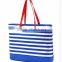 Promotional custom leisure stripe tote bag with PVC handle