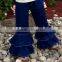High quality girls denim double ruffle pants kids denim jogging pants children denim jeans pants wholesale
