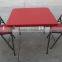 red color plastic folding camping square table for 4 seats