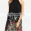 SheIn Black Halter Neck Women Casual One Piece Beach Dress In Floral Print