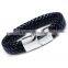 Men Black Braided Genuine Leather Bracelet