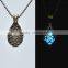 Hollow Water Drop European Atlantis Silver Glow In Dark Locket Pierced Pendant Luminous Statement Chocker Necklace For Women