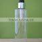 Personal care use screen printing cylinderical and transparent PET plastic bottle with silver cap lotion pump