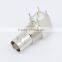 Good Quality Pcb Connectors Right Angle to Pcb Brass Body BNC Connector Jack Right Angle to Pcb Mounting 50 Ohms And 75 Ohms