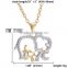 Hot Gold Silver Plated Crystal Animal Elephant with Baby Pendant Necklaces Jewelry for Mother Gift Mothers Day Gifts For Mom